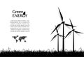 Abstract vector with wind turbines, green energy concept Royalty Free Stock Photo