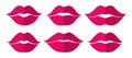 Abstract Vector Woman or Lady Pink Lips Pack Icons Design Template
