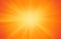Abstract vector yellow and orange radial halftone sun rays background texture.