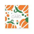 Abstract vegetable card with colorful pumpkin. Organic food. Healthy nutrition. Isolated vector design for product