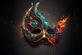 Abstract Venice Carnival Mask with Splashes of Liquid. Fun and Colorful Composition. Ai generated art