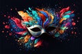 Abstract Venice Carnival Mask with Splashes of Liquid. Fun and Colorful Composition. Ai generated art