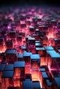 Abstract vertical background, neon glowing colored cubes. AI generative