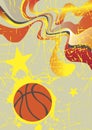 Abstract vertical basketball banner with yellow stars