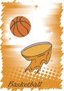 Abstract vertical basketball poster.Orange background