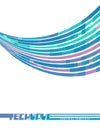 Template with blue, turquoise and purple tech wave. Vector graphics