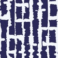 Abstract Vertical White Tie-Dye Shibori Stripes on Dark Blue Backrgound Vector Seamless Pattern