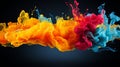 Abstract vibrant colorful splash on dark background artistic smoke, water or paint pattern Royalty Free Stock Photo