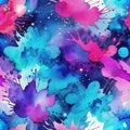 Abstract vibrant cosmic neon pink, purple and blue watercolor background