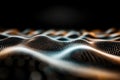 Abstract vibrant digital wave of dots and light on black background Royalty Free Stock Photo