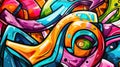 Abstract vibrant graffiti art with colorful swirls and patterns