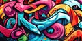 Abstract vibrant graffiti art with colorful swirls and patterns