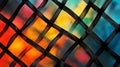 Abstract Vibrant Grid with Black Ribbons Over Blurred Colorful Background