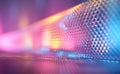 Abstract Vibrant Hexagonal Mesh with Colorful Neon Lights and Bokeh Effects