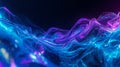 Abstract vibrant neon blue and magenta glowing digital light waves create a mesmerizing flow of energy and data streams against a Royalty Free Stock Photo