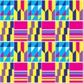 African Kente vector seamless textile or fabric print tribal pattern, traditional nwentoma cloth style design with geometric motif Royalty Free Stock Photo