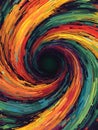 Abstract Vibrant Swirling Vortex Artwork with Colorful Textured Dynamic Brushstrokes Royalty Free Stock Photo