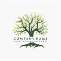 Abstract vibrant tree logo design. Root vector - Tree of life logo design Royalty Free Stock Photo