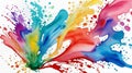 Abstract Vibrant watercolor stylish colorful splash of colored paint on a white background