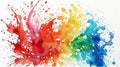 Abstract Vibrant watercolor stylish colorful splash of colored paint on a white background