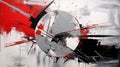 Abstract Video Art: Red, Black, Gray, And White Acrylic Circle Royalty Free Stock Photo