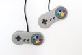 Abstract video gaming controller: Vintage gamepad on white background