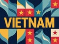 Abstract Vietnam Flag Design Featuring Stars and Curves