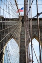 Abstract view of the American Flag and the Brooklyn bridge in the USA