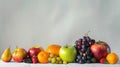 Abstract view of assorted fresh fruits such as apples, berries Royalty Free Stock Photo