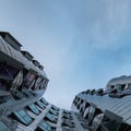 Abstract view on a building located at The Neuer Zollhof located at the Medienhafen in Dusseldorf