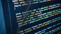 Abstract view of computer programming code, highlighting syntax with vibrant colors and detailed text Royalty Free Stock Photo