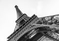 An abstract view of details of Eiffel Tower in black and white, Paris, France Royalty Free Stock Photo