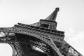 An abstract view of details of Eiffel Tower in black and white, Paris, France