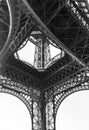 An abstract view of details of Eiffel Tower in black and white, Paris, France Royalty Free Stock Photo