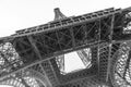 An abstract view of details of Eiffel Tower in black and white, Paris, France Royalty Free Stock Photo