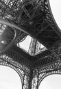 An abstract view of details of Eiffel Tower in black and white, Paris, France