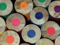 Abstract view of the end of coloured pencils Royalty Free Stock Photo