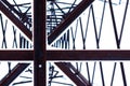 Abstract view of a huge pillar of metal conducting electricity.