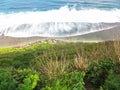 Abstract view of natural sea and beach curve lines over limestone cliff to the Indian ocean