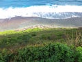 Abstract view of natural sea and beach curve lines over limestone