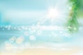 View of a tropical beach. Vector Illustration. Royalty Free Stock Photo