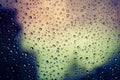 Abstract view of water droplets on glass. Retro and vintage toning effect Royalty Free Stock Photo