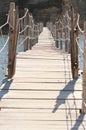Abstract view at wooden beach bridge Royalty Free Stock Photo