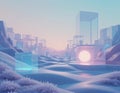 Abstract views with a layer of dimensions that are each other