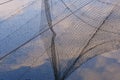 Abstract views of protective nets against birds on fish ponds