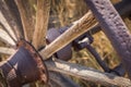 Abstract of Vintage Antique Wood Wagon Wheel. Royalty Free Stock Photo