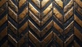 Abstract vintage chevron pattern in gold and black. Retro design features geometric zigzags creating repeating texture. Royalty Free Stock Photo
