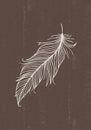 Abstract vintage feather print boho minimalist wall art