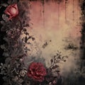 Abstract Vintage Gothic Red Roses Dark Antique junk journal Digital Paper