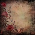 Abstract Vintage Gothic Red Roses Dark Antique junk journal Digital Paper